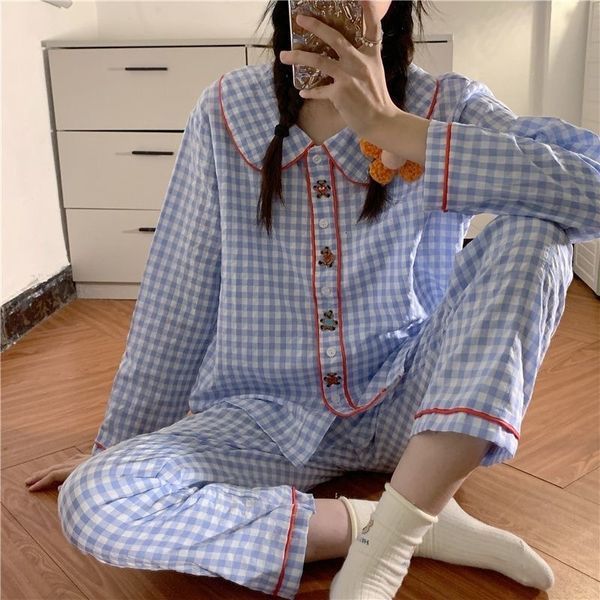 women's sleepwear japanese style plaid pajamas women sleepwear autumn lapel pijamas cute clothes pyjamas 2 piece pants sets loungewear, Black;red
women's sleepwear japanese style plaid pajamas women sleepwear autumn lapel pijamas cute clothes pyjamas 2 piece pants sets loungewear, Black;red