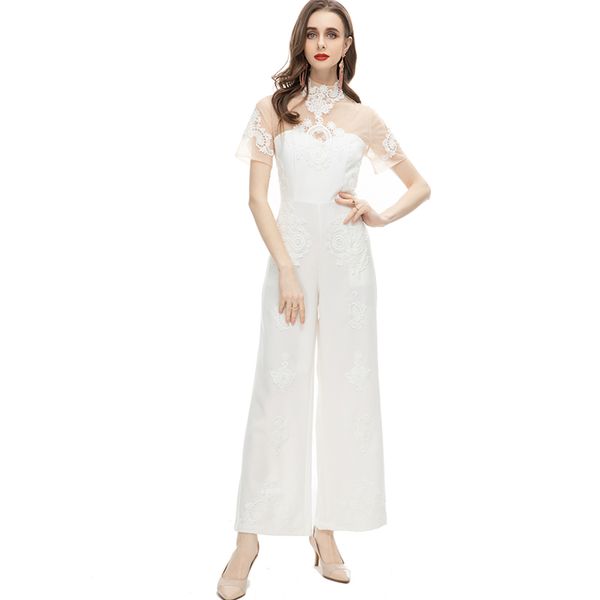 women's runway jumpsuits& rompers stand neckline embroidery patchwork elegant fashion designer long pants, Black;white
women's runway jumpsuits& rompers stand neckline embroidery patchwork elegant fashion designer long pants, Black;white