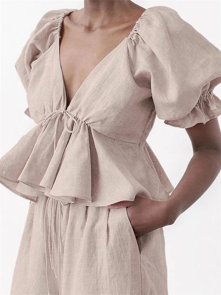 women's two piece pants cotton line women set summer casual clothes puff sleeve blouse wide leg suit woman 2 tracksuit outfitswomen, White
women's two piece pants cotton line women set summer casual clothes puff sleeve blouse wide leg suit woman 2 tracksuit outfitswomen, White