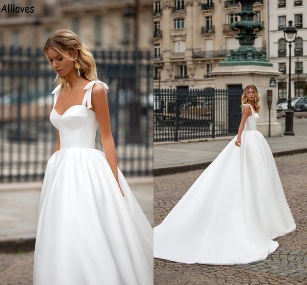 solid white satin boho garden a line wedding dresses with spaghetti straps bowknot long sweep train bridal gowns plus size backless elegant
solid white satin boho garden a line wedding dresses with spaghetti straps bowknot long sweep train bridal gowns plus size backless elegant