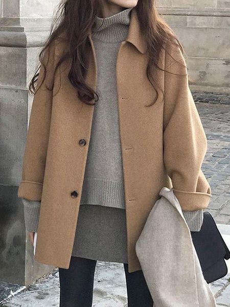 women's jackets jmprs autumn women faux wool coat long sleeve single breasted fashion turn down female blends causal loose winter outwe, Black;brown
women's jackets jmprs autumn women faux wool coat long sleeve single breasted fashion turn down female blends causal loose winter outwe, Black;brown