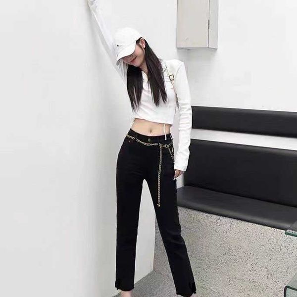23ss designer brand pant jean womens new black elastic chain high waist skinny black pants jeans fashion trend womens clothing, Blue
23ss designer brand pant jean womens new black elastic chain high waist skinny black pants jeans fashion trend womens clothing, Blue