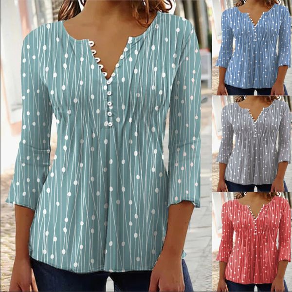 women's tshirt autumn and winter elegant geometric v neck casual polka dot tshirt striped longsleeved pullover tee shirt 230310, White
women's tshirt autumn and winter elegant geometric v neck casual polka dot tshirt striped longsleeved pullover tee shirt 230310, White