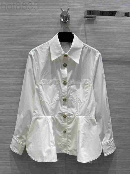 women's blouses & shirts designer milan runway 2023 new spring lapel neck long sleeve brand same style umvl, White
women's blouses & shirts designer milan runway 2023 new spring lapel neck long sleeve brand same style umvl, White