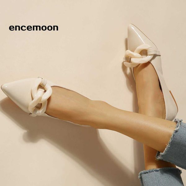dress shoes 2022 spring and summer patent leather shoes women's fashion chain pointed toe shallow mouth allmatch flat shoes j230309, Black
dress shoes 2022 spring and summer patent leather shoes women's fashion chain pointed toe shallow mouth allmatch flat shoes j230309, Black