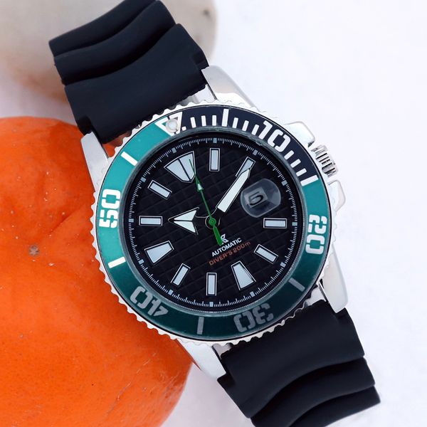 sport mens watch japan battery quartz movmenet prospex outdoor rubber strap splash waterproof watches luminous rotate bezel design wristwatc, Slivery;brown