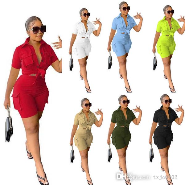 2023 summer designer women tracksuits two piece pants set outfits short sleeve button shirt blouses and shorts jogger suit, Gray
2023 summer designer women tracksuits two piece pants set outfits short sleeve button shirt blouses and shorts jogger suit, Gray