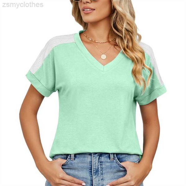 women's t-shirt spring fashion short sleeve shoulder color blocking t-shirt female 2023 summer casual streetwear v neck cotton tees wom, White
women's t-shirt spring fashion short sleeve shoulder color blocking t-shirt female 2023 summer casual streetwear v neck cotton tees wom, White
