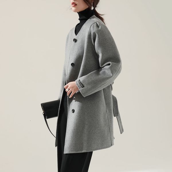 women's jackets doublesided cashmere coat women long round neck korean fashion highcount wool woolen 230310, Black;brown
women's jackets doublesided cashmere coat women long round neck korean fashion highcount wool woolen 230310, Black;brown