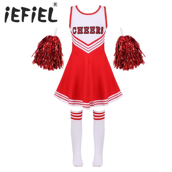 theme costume kid girls cheerleading costumes uniform sleeveless letter print dance cosplay roleplay dress with socks for stage performance, Black;red
theme costume kid girls cheerleading costumes uniform sleeveless letter print dance cosplay roleplay dress with socks for stage performance, Black;red
