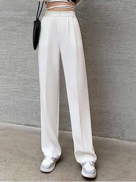 women's pants capris women casual loose high waist wide leg pants spring summer female floor-length white suits pants ladies long trous, Black;white
women's pants capris women casual loose high waist wide leg pants spring summer female floor-length white suits pants ladies long trous, Black;white