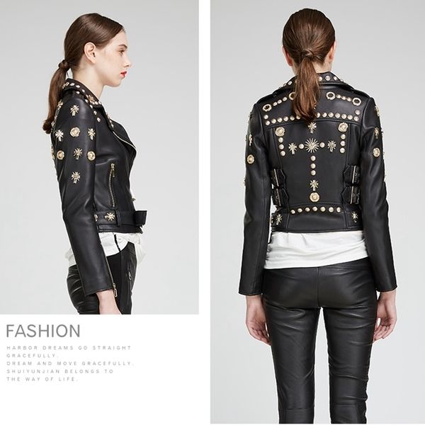 women's jackets woman coats 100 sheepskin leather rivet fashion real coat female motorcycle genuine overcoat 230310, Black;brown
women's jackets woman coats 100 sheepskin leather rivet fashion real coat female motorcycle genuine overcoat 230310, Black;brown