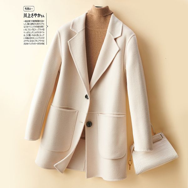 women's jackets autumn and winter doublesided woolen medium long women's pure wool thick coat fashionable versatile 230310, Black;brown
women's jackets autumn and winter doublesided woolen medium long women's pure wool thick coat fashionable versatile 230310, Black;brown