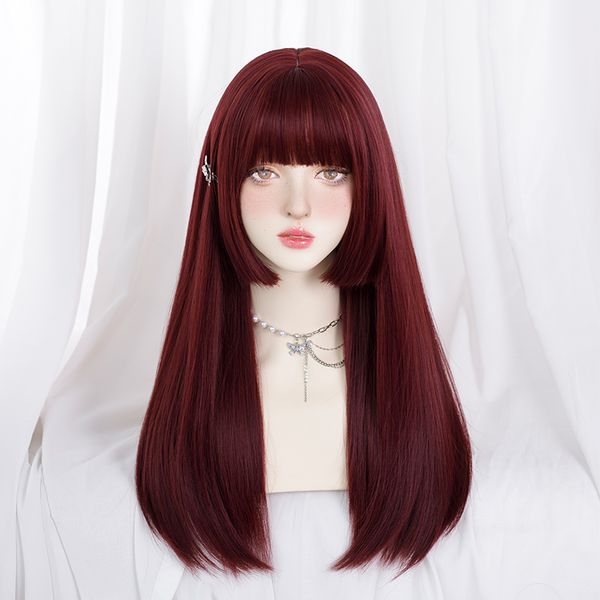 synthetic wig asian fashion lolita female net celebrity daily activity red straight hair, Black
synthetic wig asian fashion lolita female net celebrity daily activity red straight hair, Black