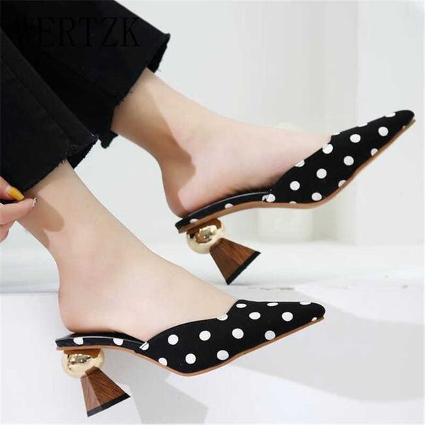 sandals high heel slippers pointed toe shoes woman elegant mule black white dot metal outdoor s e662
sandals high heel slippers pointed toe shoes woman elegant mule black white dot metal outdoor s e662