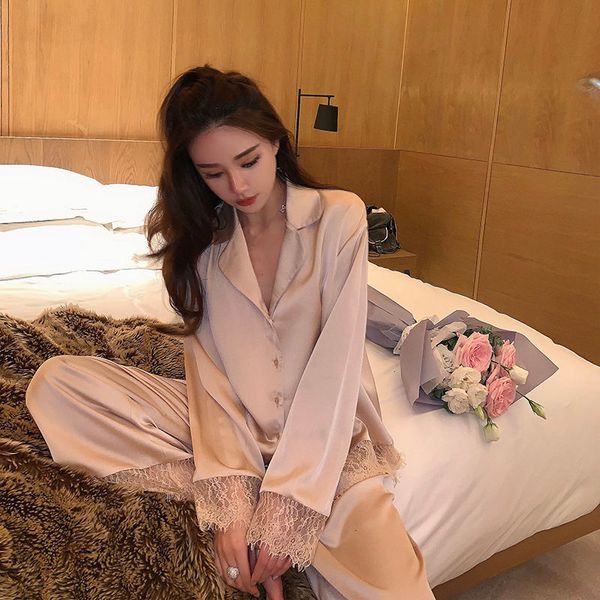 women's sleepwear pijamas women silk nightgown spring autumn long sleeve trousers lace sleepwear v-neck loose casual simple thin pajama, Black;red
women's sleepwear pijamas women silk nightgown spring autumn long sleeve trousers lace sleepwear v-neck loose casual simple thin pajama, Black;red