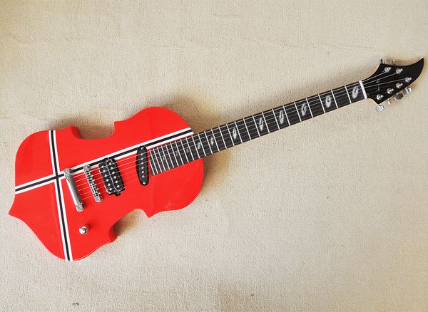 red violin style electric guitar with 27 frets rosewood fretboard with abalone inlay
red violin style electric guitar with 27 frets rosewood fretboard with abalone inlay