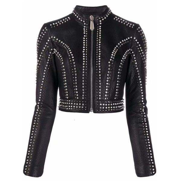 women's jackets short length genuine leather jacket fashion women coat spring oneck collar clothes diamonds heavy adornment yh676 23031, Black;brown
women's jackets short length genuine leather jacket fashion women coat spring oneck collar clothes diamonds heavy adornment yh676 23031, Black;brown