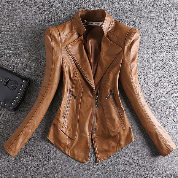 women's jackets 2023 spring autumn women small coat slimfit pu allmatch casual motorcycle leather jacket 230310, Black;brown
women's jackets 2023 spring autumn women small coat slimfit pu allmatch casual motorcycle leather jacket 230310, Black;brown