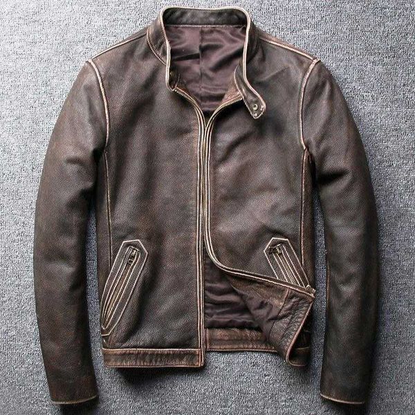 men's leather faux real jacket men 2023 stand collar vintage cow coat mens clothing motorcycle jackets veste en cuir homme wpy2513ap1k, Black
men's leather faux real jacket men 2023 stand collar vintage cow coat mens clothing motorcycle jackets veste en cuir homme wpy2513ap1k, Black