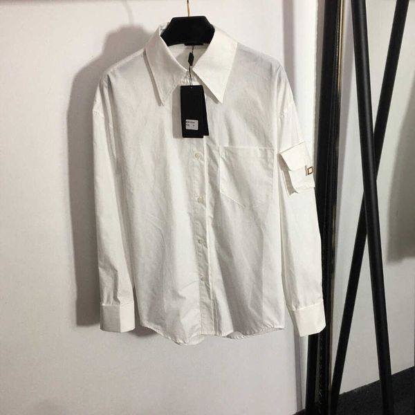 23ss designer brand women shirt pocket decorative lapel long-sleeved cotton shirt womens clothing, White
23ss designer brand women shirt pocket decorative lapel long-sleeved cotton shirt womens clothing, White