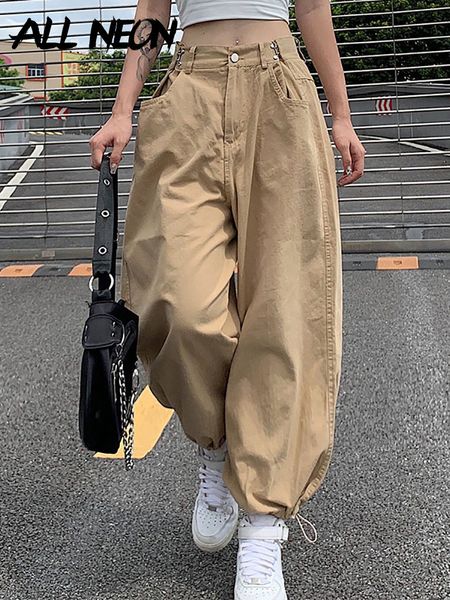 women's pants capris allneon y2k fashion khaki oversized cargo pants hip hop style loosed adjustable waist drawstring long pant streetw, Black;white
women's pants capris allneon y2k fashion khaki oversized cargo pants hip hop style loosed adjustable waist drawstring long pant streetw, Black;white