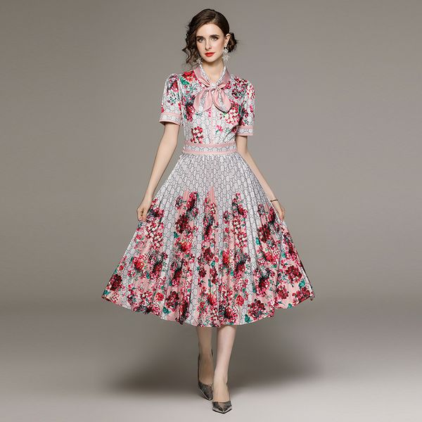summer designer floral midi dress 2023 women vintage lace up bow collar office pleated a-line dresses travel styles ladies short sleeve prin, Black;gray
summer designer floral midi dress 2023 women vintage lace up bow collar office pleated a-line dresses travel styles ladies short sleeve prin, Black;gray
