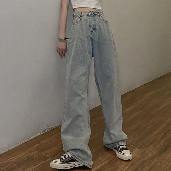 women's jeans jeans womens straight-leg loose thin mopping trousers spring autumn high-waist drape soft hyun elegant denim wide-leg pan, Blue
women's jeans jeans womens straight-leg loose thin mopping trousers spring autumn high-waist drape soft hyun elegant denim wide-leg pan, Blue