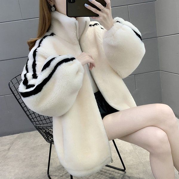 women's jackets winter cotton thickened loose standup collar fashion 100 match imitation rabbit hair warm short coat female 230310, Black;brown
women's jackets winter cotton thickened loose standup collar fashion 100 match imitation rabbit hair warm short coat female 230310, Black;brown