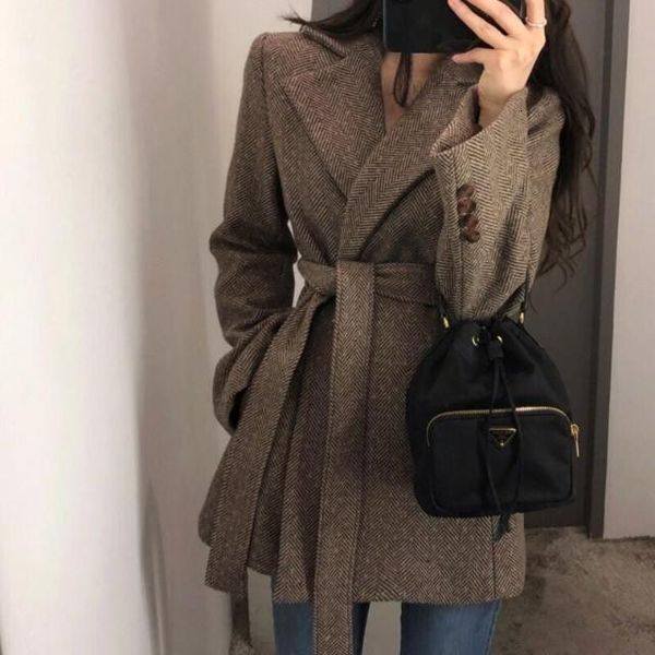 women's jacket wool coat fashion winter women clothing short basic casual belt ladies woolen s manteau femme 230310, Black;brown
women's jacket wool coat fashion winter women clothing short basic casual belt ladies woolen s manteau femme 230310, Black;brown