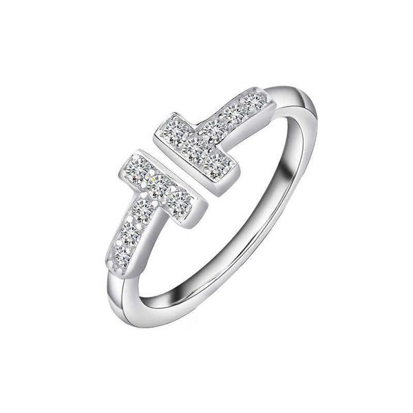original netred ins couple ring double t adjustable women rose gold fashion simple seiko diamond with logo, Silver
original netred ins couple ring double t adjustable women rose gold fashion simple seiko diamond with logo, Silver