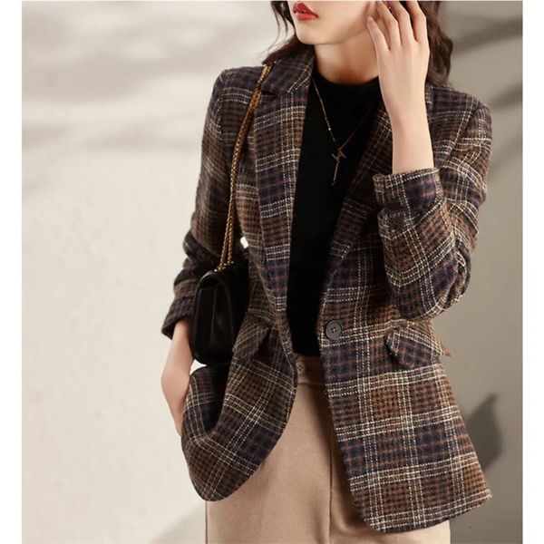 women's suits blazers autumn wool coat retro british style modern plaid jackets slim waist woolen suit jacket lining spring blazer fema, White;black
women's suits blazers autumn wool coat retro british style modern plaid jackets slim waist woolen suit jacket lining spring blazer fema, White;black