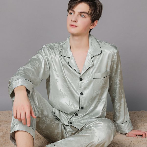 men's sleepwear jacquard satin pajamas set 2pcs men sleepwear lounge wear spring pyjamas shirt pants casual nightwear home clothes 2303, Black;brown
men's sleepwear jacquard satin pajamas set 2pcs men sleepwear lounge wear spring pyjamas shirt pants casual nightwear home clothes 2303, Black;brown