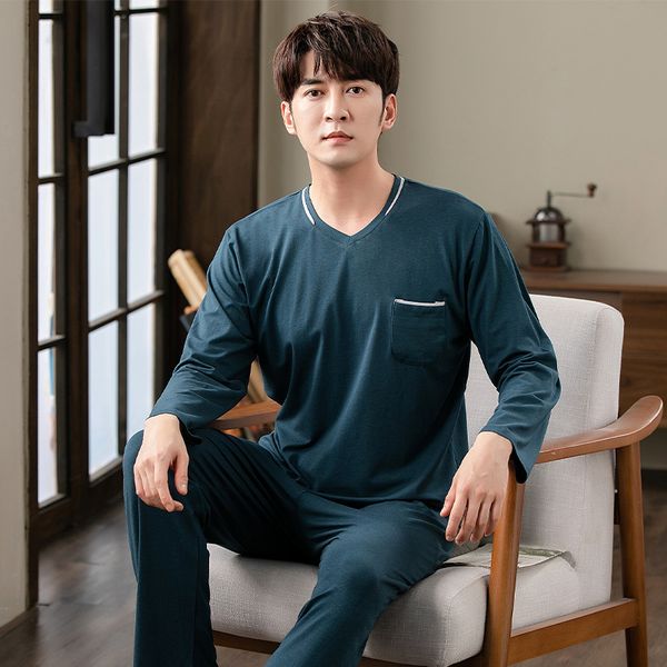 men's sleepwear men's v-neck cotton pajamas set autumn long-sleeve long pants nightwear home wear suits simple fashion sleepwear, Black;brown
men's sleepwear men's v-neck cotton pajamas set autumn long-sleeve long pants nightwear home wear suits simple fashion sleepwear, Black;brown
