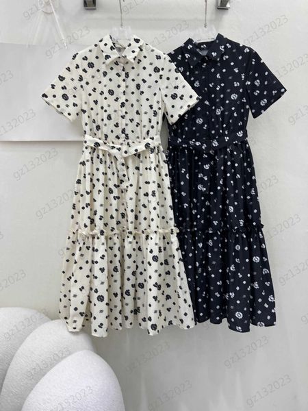 womens dress luxury brand classic logo printed lapel short-sleeved dresses button open belt slim large hemline pleated maxiskit 2 colors dre, Black;gray
womens dress luxury brand classic logo printed lapel short-sleeved dresses button open belt slim large hemline pleated maxiskit 2 colors dre, Black;gray