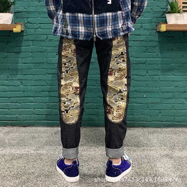 men's jeans women's korean embroidery longteng original pulp personality big slim straight trouser fashion t230311, Blue
men's jeans women's korean embroidery longteng original pulp personality big slim straight trouser fashion t230311, Blue