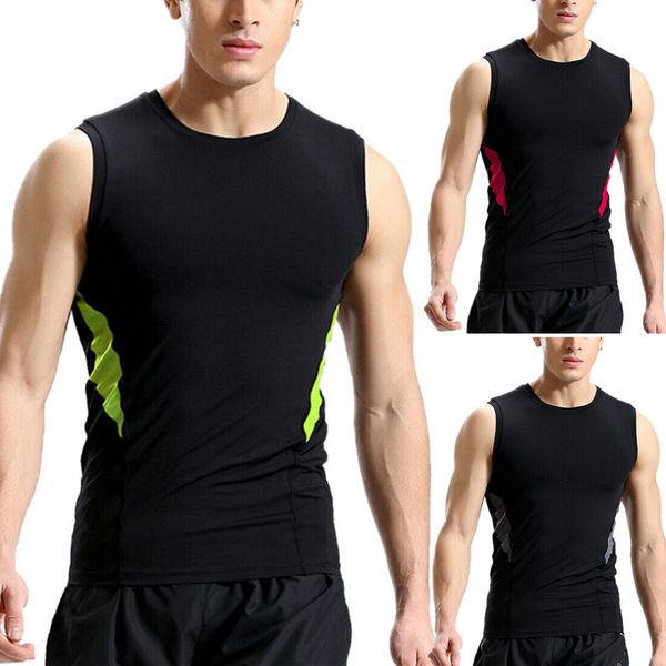 men's compression sleeveless t-shirt fitness sports muscle vest tank gym, White;black
men's compression sleeveless t-shirt fitness sports muscle vest tank gym, White;black