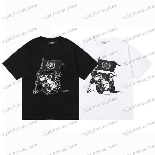 

men's t-shirts summer new trapstar evil spirit knight flag print casual short sleeve t-shirt for men and women t230311, White;black