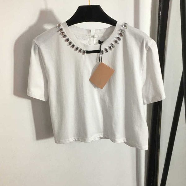 23ss brand designer women short sleeve t-shirt nail drill t-shirts solid color pure cotton round neck fashion womens clothes a1, White
23ss brand designer women short sleeve t-shirt nail drill t-shirts solid color pure cotton round neck fashion womens clothes a1, White