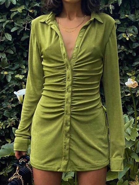 casual dresses mini slim dress women green club party dress turn-down collar button ruched shirt dresses female elegant vestidos g230311, Black;gray
casual dresses mini slim dress women green club party dress turn-down collar button ruched shirt dresses female elegant vestidos g230311, Black;gray