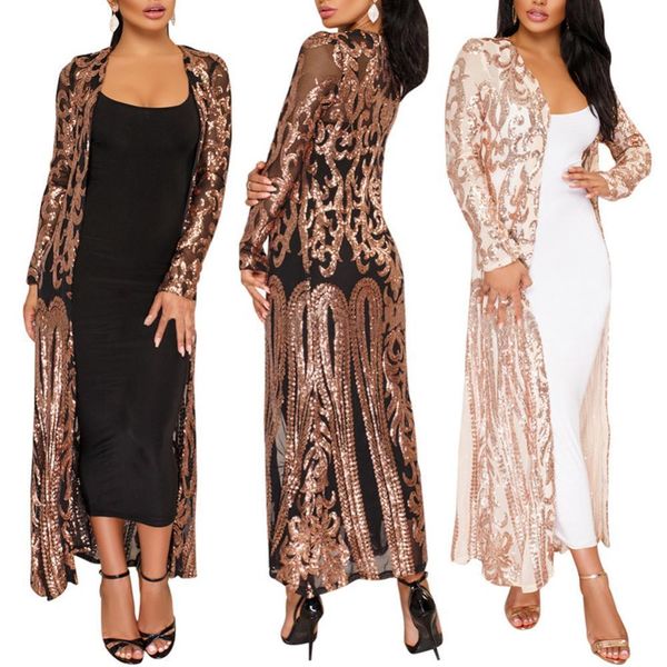 women s knits tees long coat sequin perspective sleeve maxi gown cardigan vintage evening party open blouse 230311, White
women s knits tees long coat sequin perspective sleeve maxi gown cardigan vintage evening party open blouse 230311, White