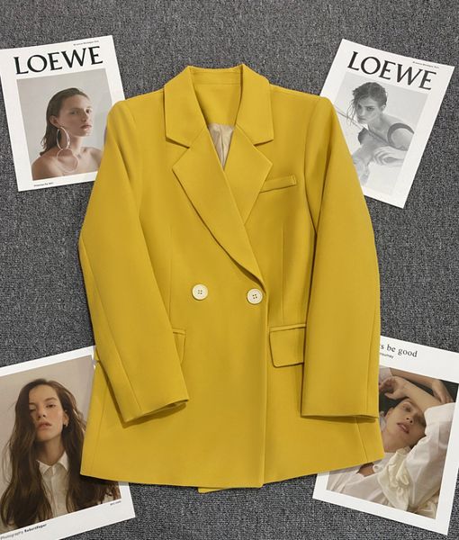 women's suits blazers autumn korean version straight temperament yellow fashion small suit jacket 230311, White;black
women's suits blazers autumn korean version straight temperament yellow fashion small suit jacket 230311, White;black