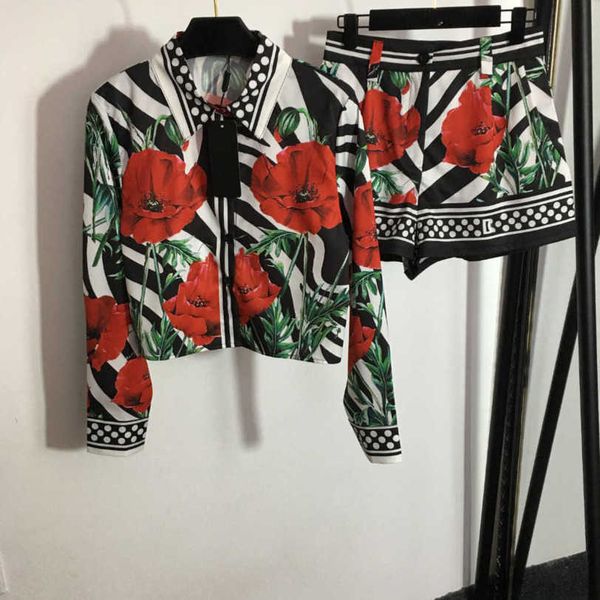 23ss designer women brand sports suit zebra-print flower long sleeve shirt with lapel a-line high waist shorts set fashion women clothes a1, Gray
23ss designer women brand sports suit zebra-print flower long sleeve shirt with lapel a-line high waist shorts set fashion women clothes a1, Gray
