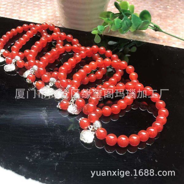 bracelets yuanxige natural material mini red agate bracelet for ladies, Black