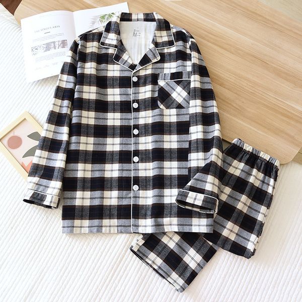 men's sleepwear men's cotton flannel pajamas plus size home clothes simple plaid long sleeve pajama set elastic waist trousers sle, Black;brown
men's sleepwear men's cotton flannel pajamas plus size home clothes simple plaid long sleeve pajama set elastic waist trousers sle, Black;brown