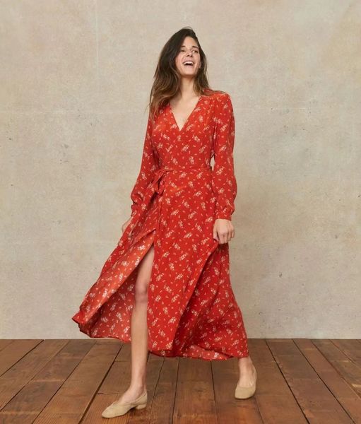 fancy dress women's red floral print long sleeved v-neck midi silk dress, Black;gray
fancy dress women's red floral print long sleeved v-neck midi silk dress, Black;gray