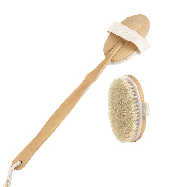 natural bristles back scrubber shower brush with detachable long wooden handle dry skin exfoliating body massage cleaning tool
natural bristles back scrubber shower brush with detachable long wooden handle dry skin exfoliating body massage cleaning tool