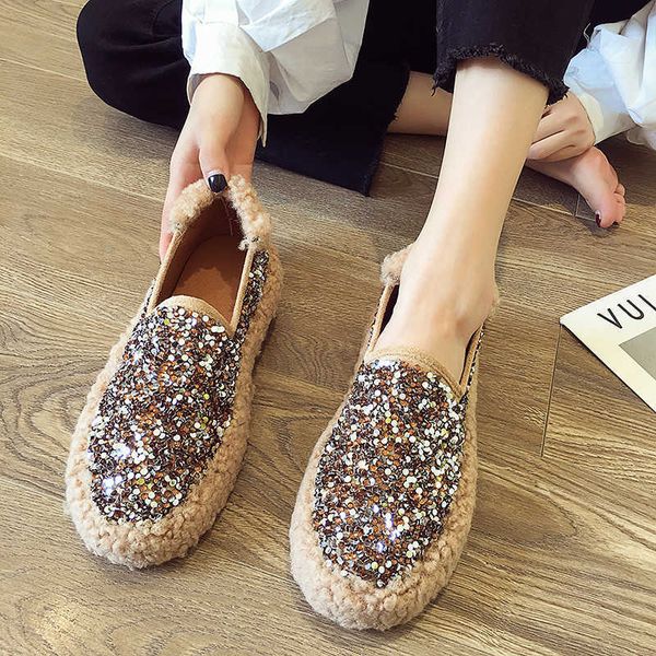 dress shoes paillette lambswool moccasins muffins winter shoes for women ballerina furry bling glitter flats thicken soled fur loafers 2020, Black
dress shoes paillette lambswool moccasins muffins winter shoes for women ballerina furry bling glitter flats thicken soled fur loafers 2020, Black