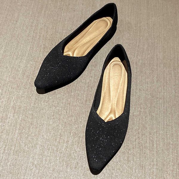dress shoes women's flat shoes ballet shoes breathable knitted pointed shoes shiny ladies soft shallow mouth shoes zapatos de mujer cx8, Black 
dress shoes women's flat shoes ballet shoes breathable knitted pointed shoes shiny ladies soft shallow mouth shoes zapatos de mujer cx8, Black