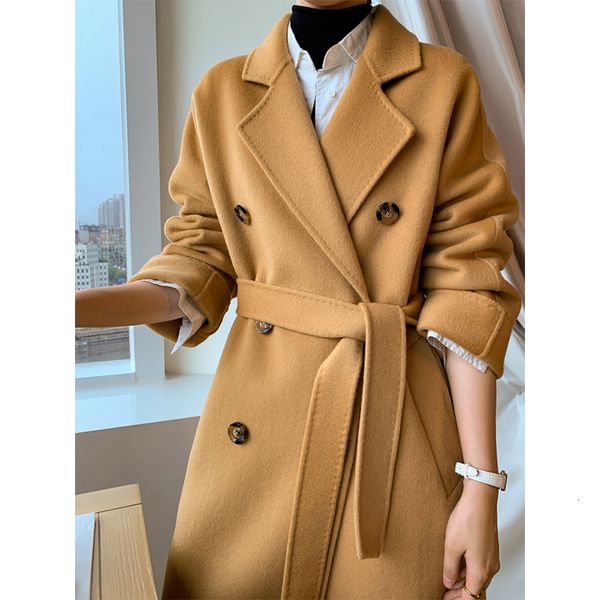 women's jackets autumn and winter doublesided cashmere coat women's camel doublebreasted thickened medium long woolen 230310, Black;brown
women's jackets autumn and winter doublesided cashmere coat women's camel doublebreasted thickened medium long woolen 230310, Black;brown